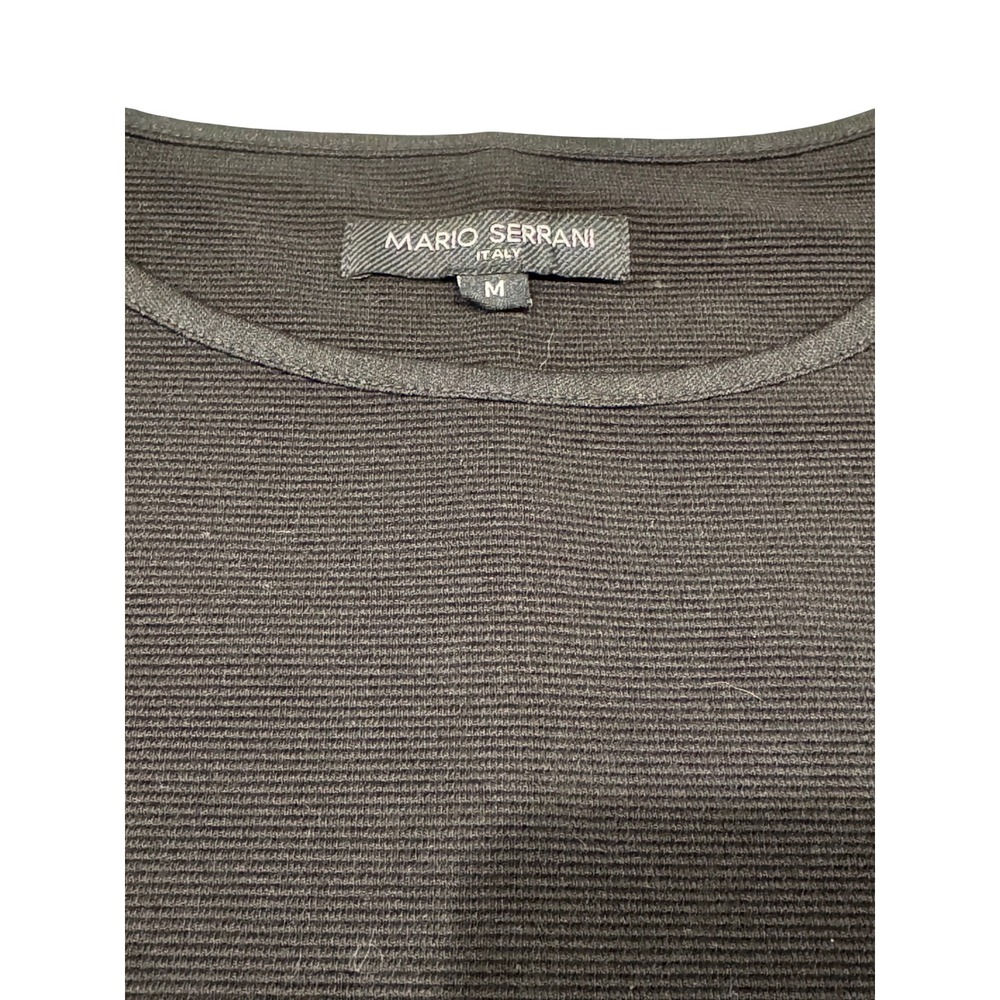 Mario Serrani Italy Black Textured Ottoman Ribbed Short Sleeve Sheath Dress M - Picture 3 of 9